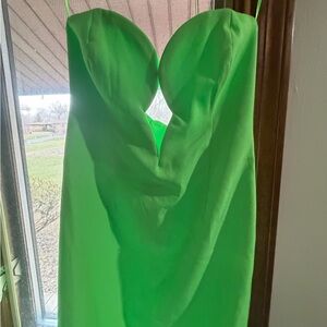 Bardot Neon Green Strapless Sweetheart Dress